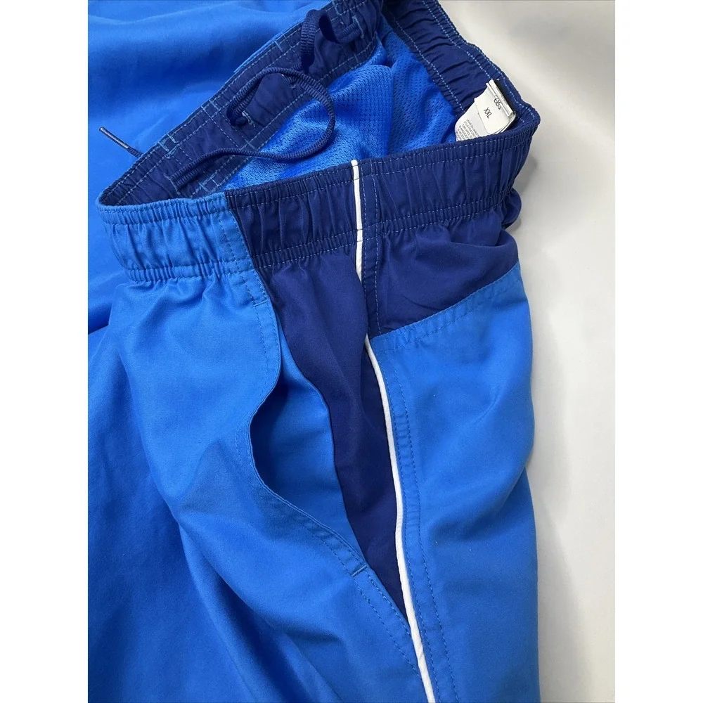 Nike Swim Trunks Mens 2XL Board Shorts Mesh Lined Blue Swoosh Pockets Bathing